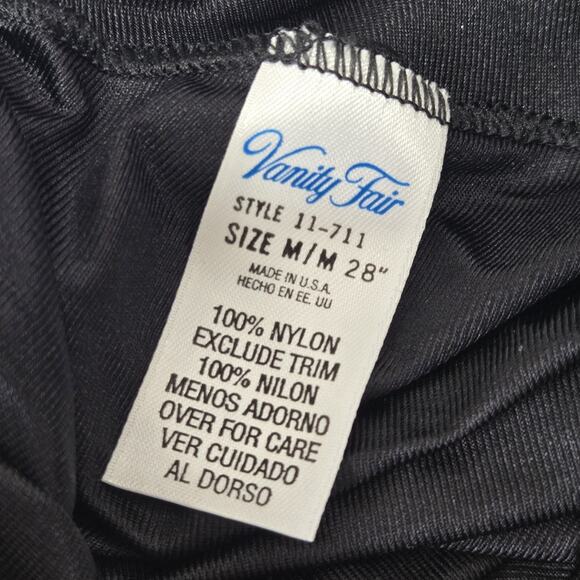 Vanity Fair Slip Skirt Medium 28" 100% Nylon Black Vintage New Deadstock Petti - Picture 3 of 7